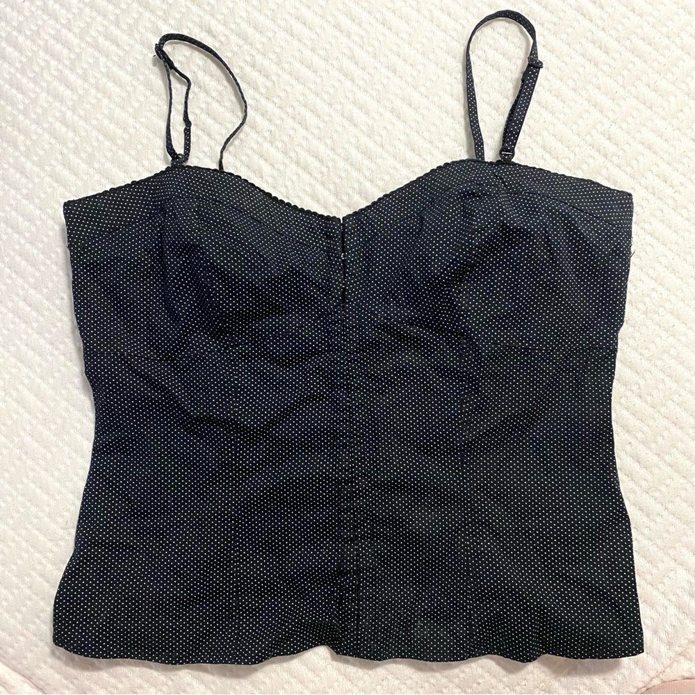 Y2k Navy Polka Dot Corset Top, Size L